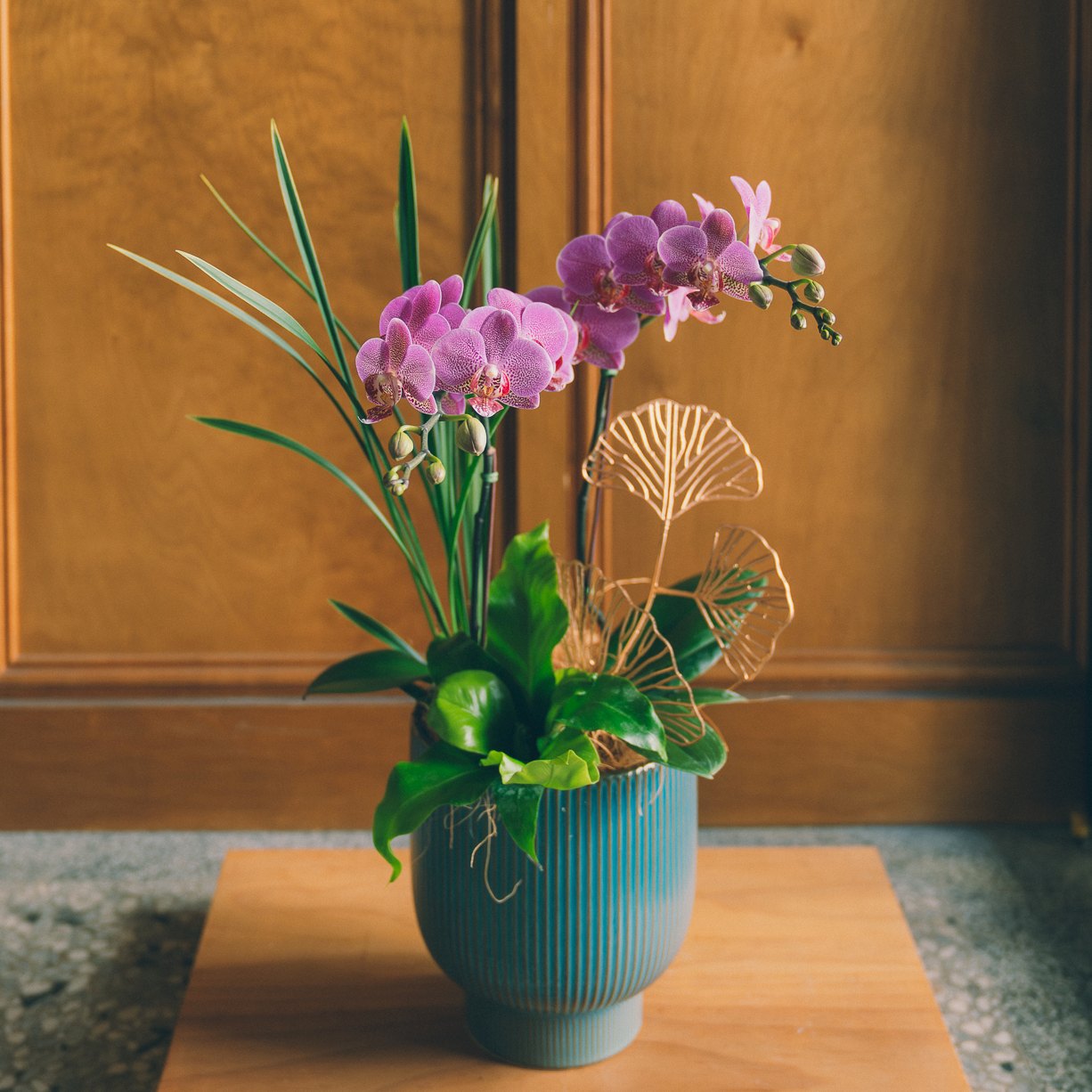 | 青石・雙禧 | 雙株粉蘭 / 銀杏裝飾